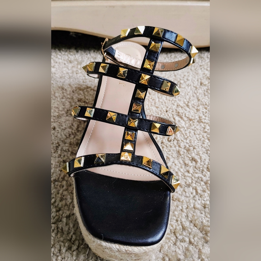 Olivia Miller Studded Caged Wedge Sandals